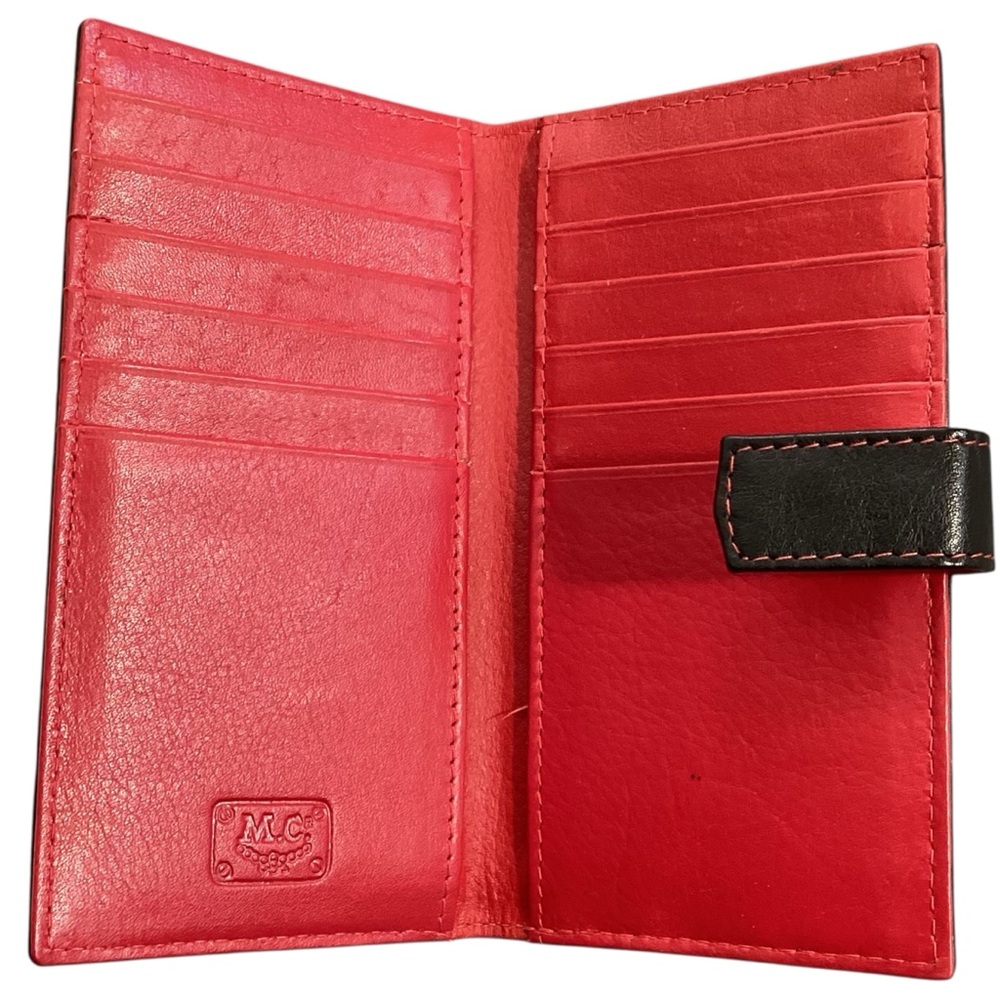 Montres Carlo Black  Red Leather Credit Card Wallet Organizer